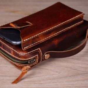 Telefon koruyuculu deri el çantası