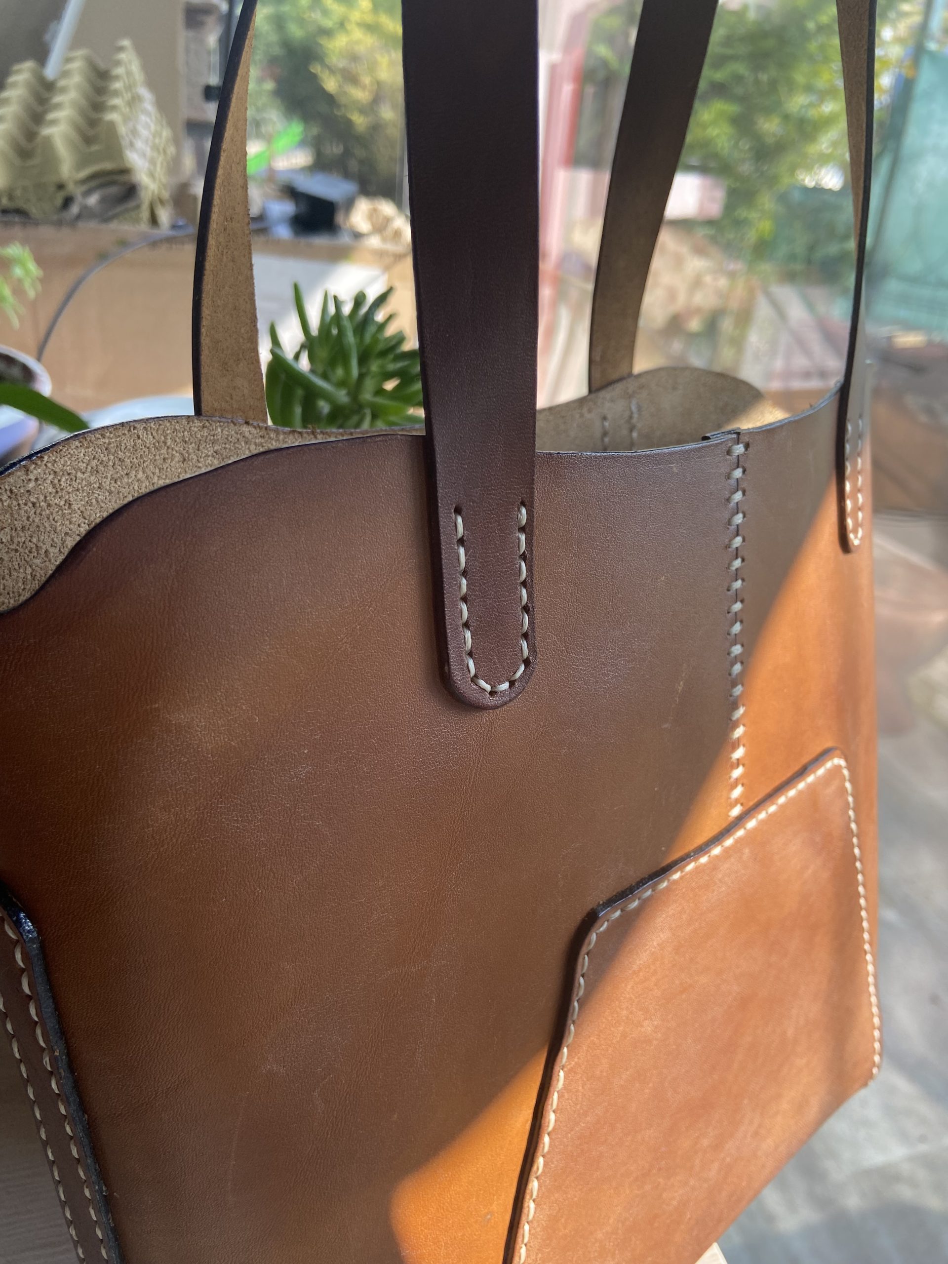 el yapımı hakiki deri tote bag