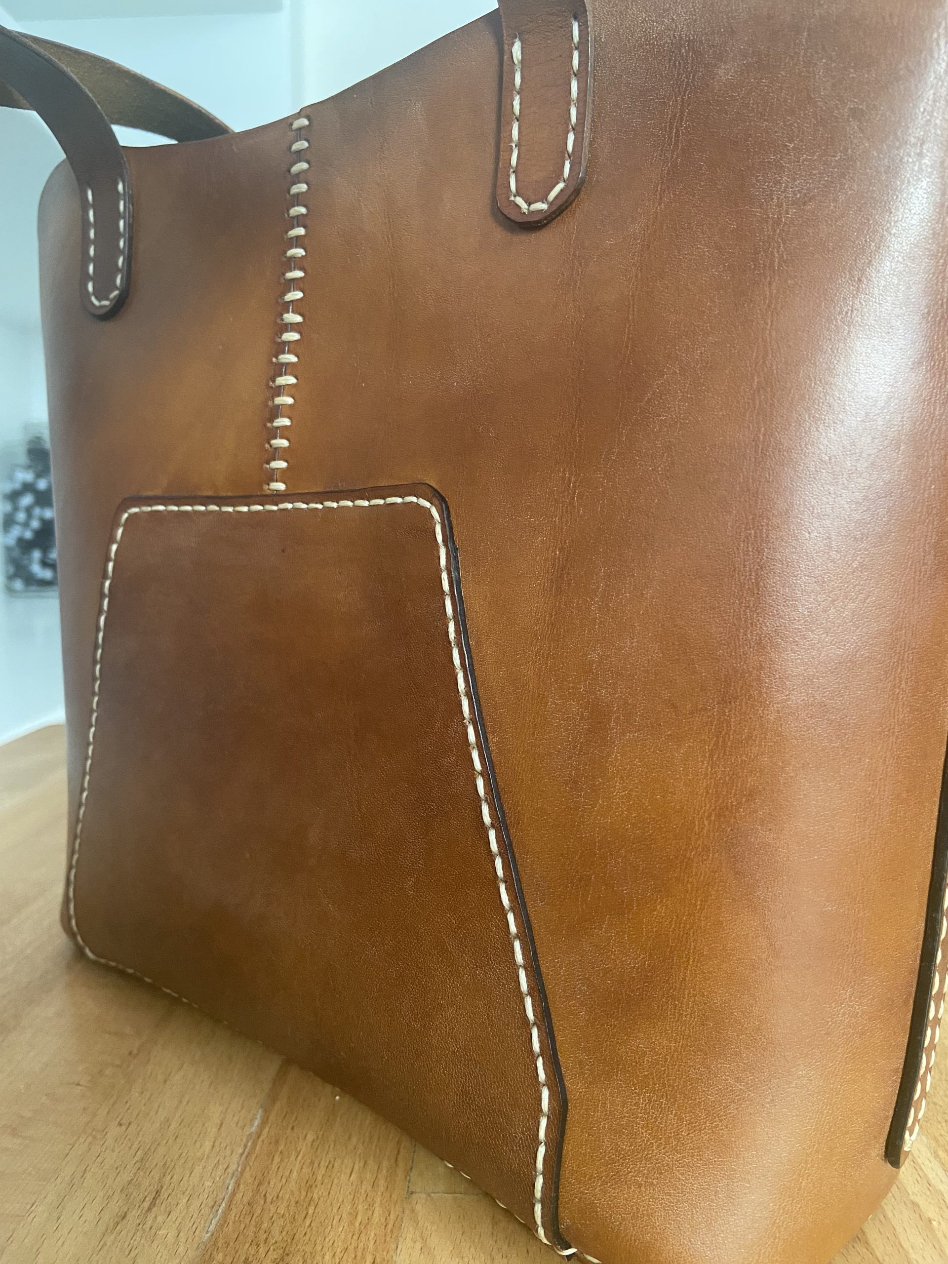 El Yapımı Hakiki Deri Tote Bag Kadın Çantası - Görsel 6
