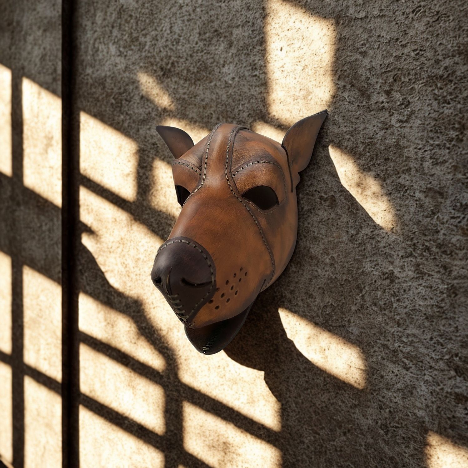 El Yapımı Deri Çoban Köpeği Maskesi – Doberman Esintili - Görsel 14