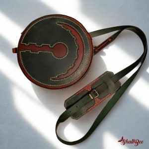 El yapımı deri yuvarlak omuz çantası